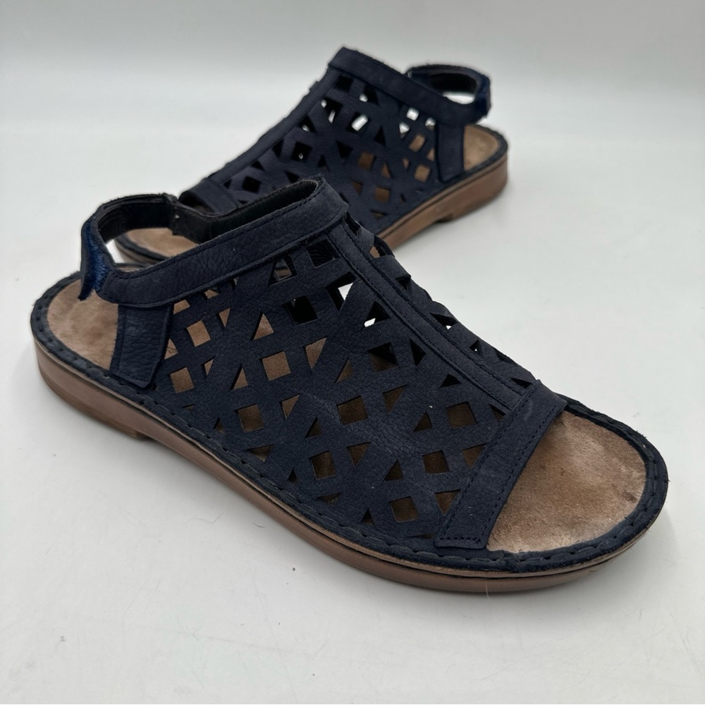Naot Amadora Suede Leather Nubuck Keyhole Sandals Women’s 42 Dark Blue Open Toe